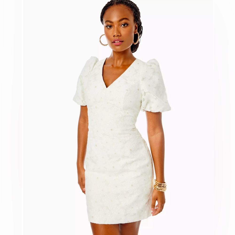 Lilly Pulitzer citra elbow sleeve shift dress in resort white size 00 NWT